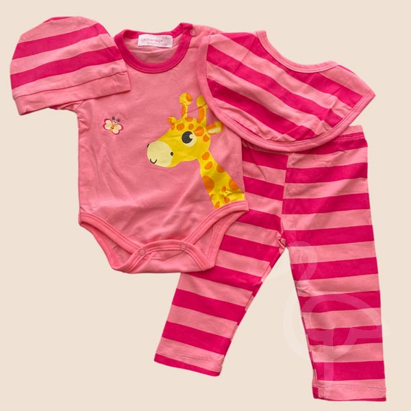 Ensemble Body Rose 4 pièces - Girafe