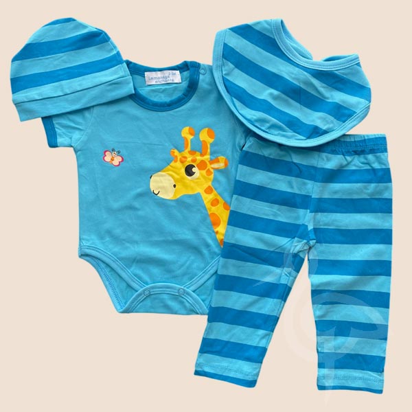 Ensemble Body Bleu 4 pièces - Girafe